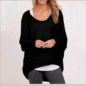 2x oversized hi low black sweater